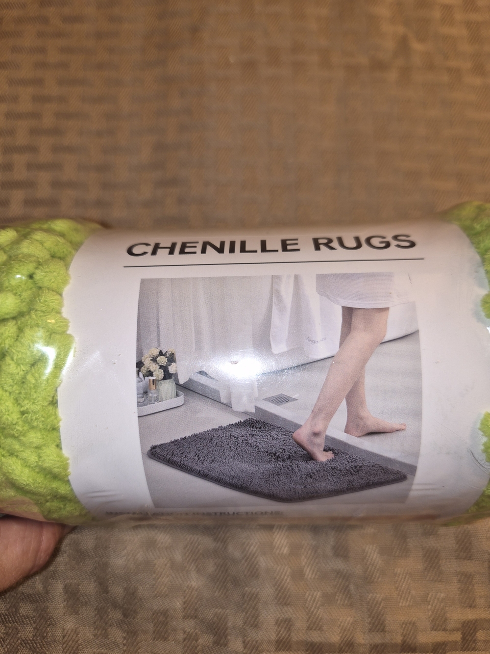 Chenille Rugs Plush Bath Mat - Lime Green